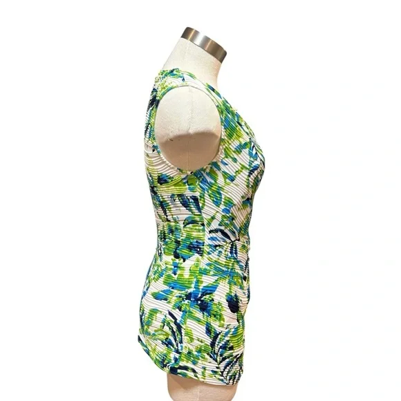 Joseph Ribkoff Womens Top Blue Green Floral Textured Sz. 10 - Picture 3 of 6